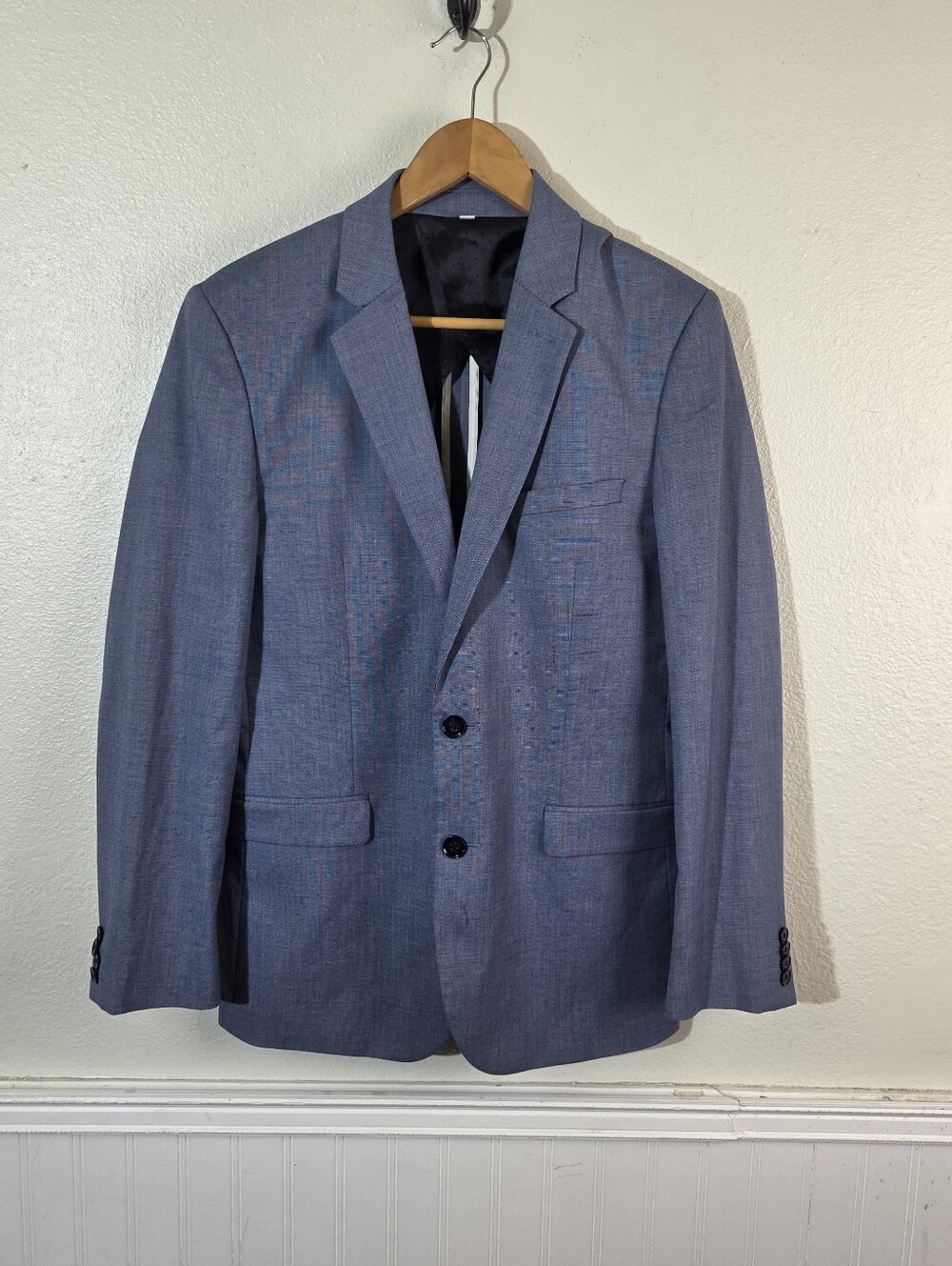 Express Extra Slim Stretch Sport Coat Blazer Men's 38R Blue 2 Button Suit Jacket